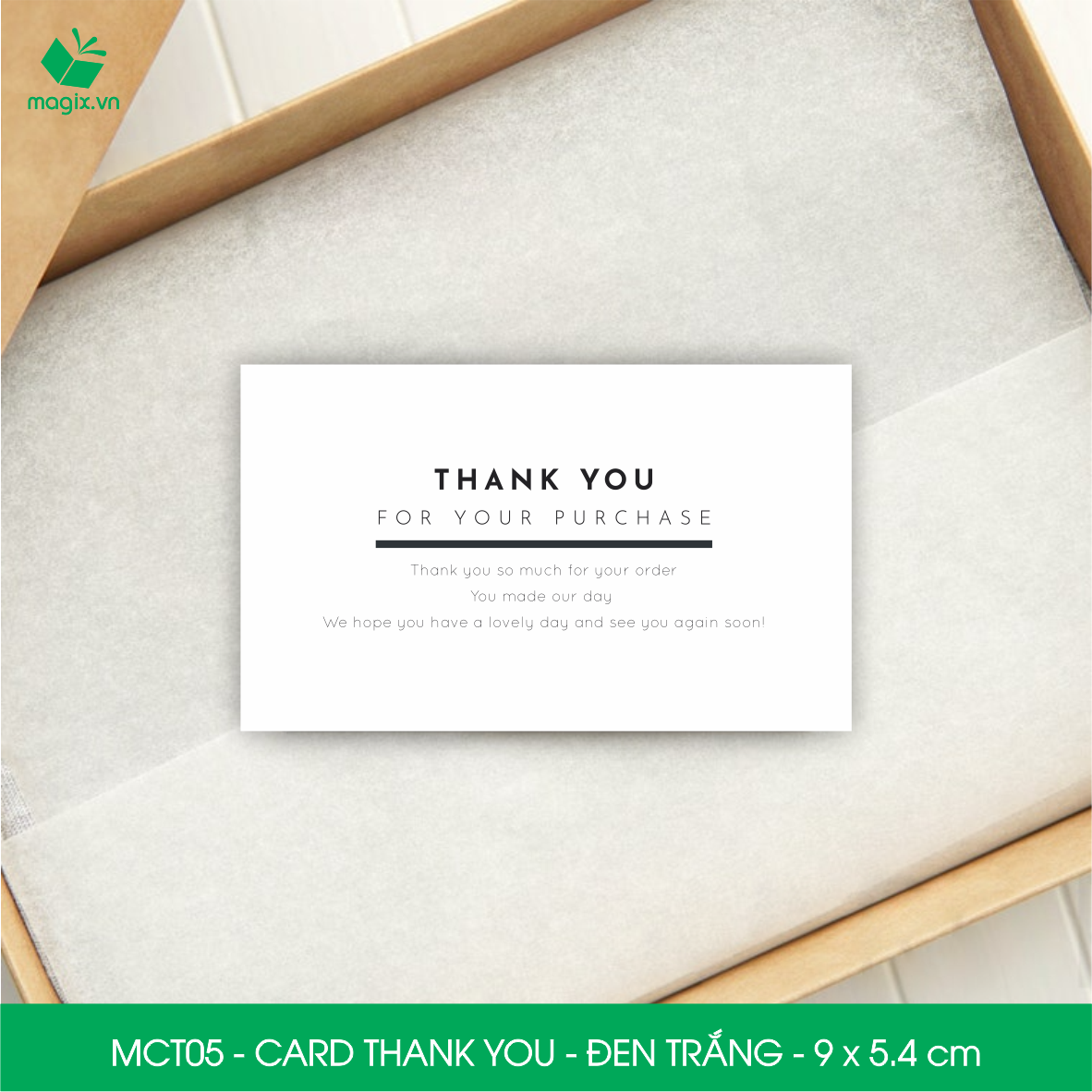 MCT05 - 9x5.4 cm - 1000 Card Thank you, Thiệp cảm ơn khách hàng, card cám ơn cứng cáp sang trọng