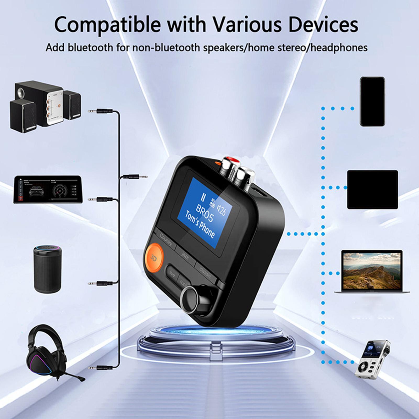 Receiver V5.2 with Display 5 EQ Modes Audio Adapter for Laptop Car TV Durable