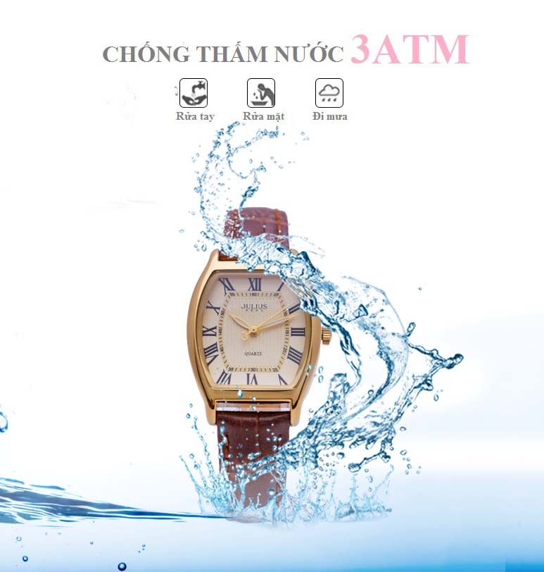 Đồng Hồ Nữ Julius Hàn Quốc JA-703LC Cổ Điển Dây Da Màu Nâu