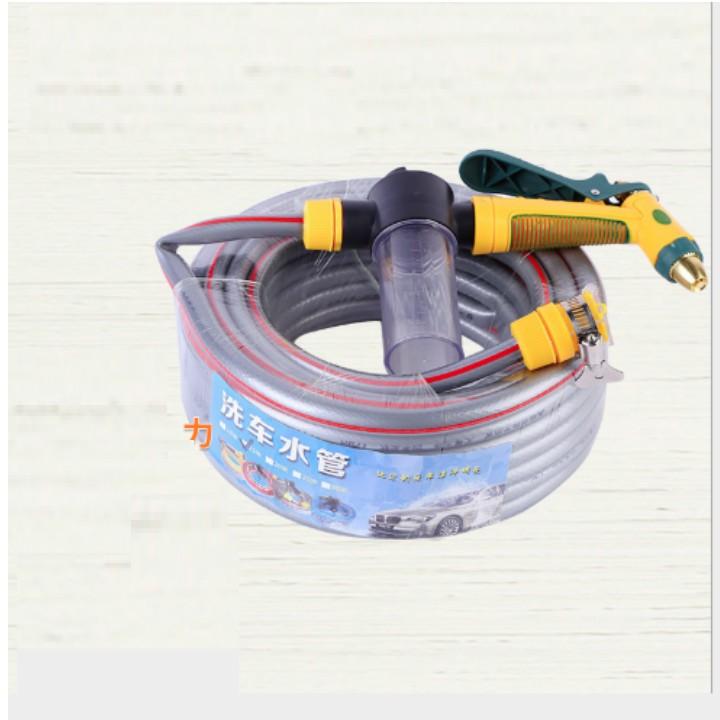 Vòi tưới cây rửa xe️️Evoucher Bộ dây và vòi xịt tăng áp lực nươc gấp 3 lần loại 10m 206716 - dây vàng