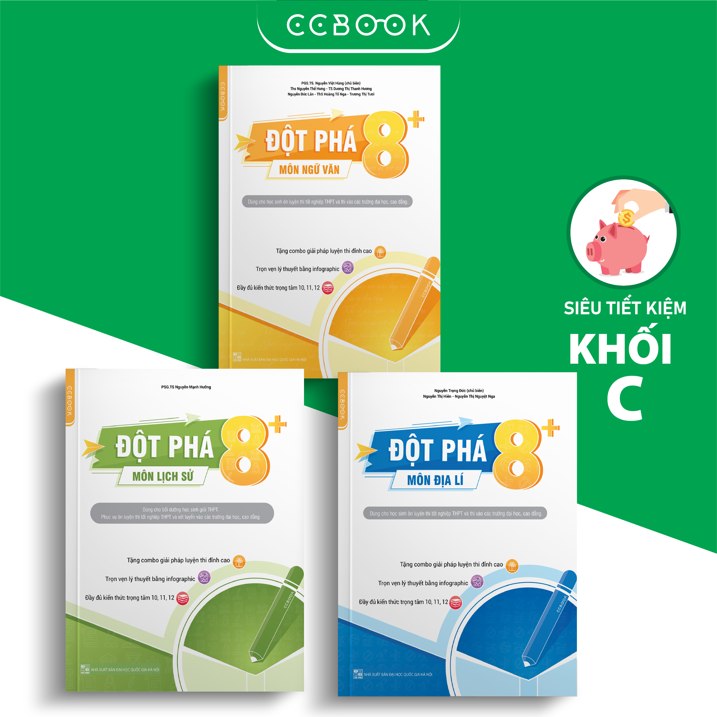 Sách – Combo khối C Đột phá 8+ – Văn Sử Địa (3 cuốn) – Ôn thi đại học – Chính hãng CCbook