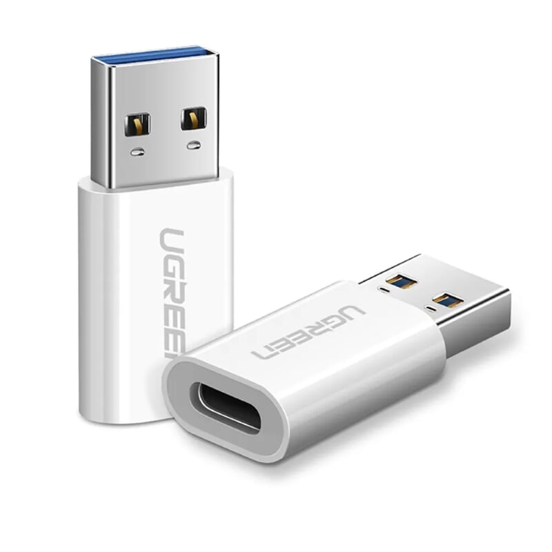 Đầu đổi USB-A 3.0 dương sang USB Type-C 3.1 âm màu Trắng Ugreen TC40932US204 Hàng chính hãng.