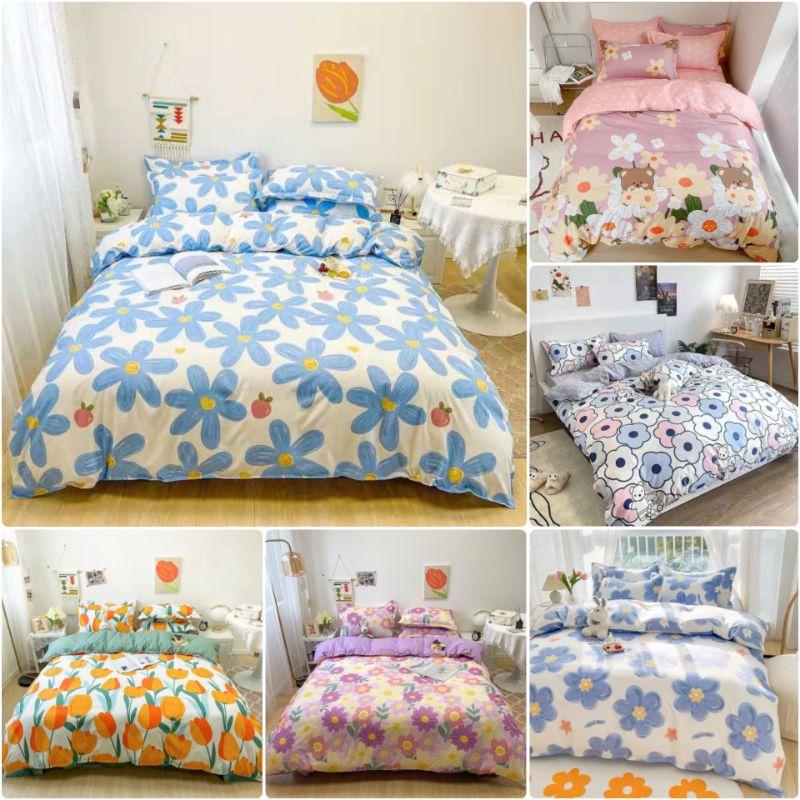 Bộ chăn ga gối hoa Cotton Poly cao cấp LEEBedding, chăn ga Hàn Quốc, miễn phí bo chun drap ga giường theo yêu cầu