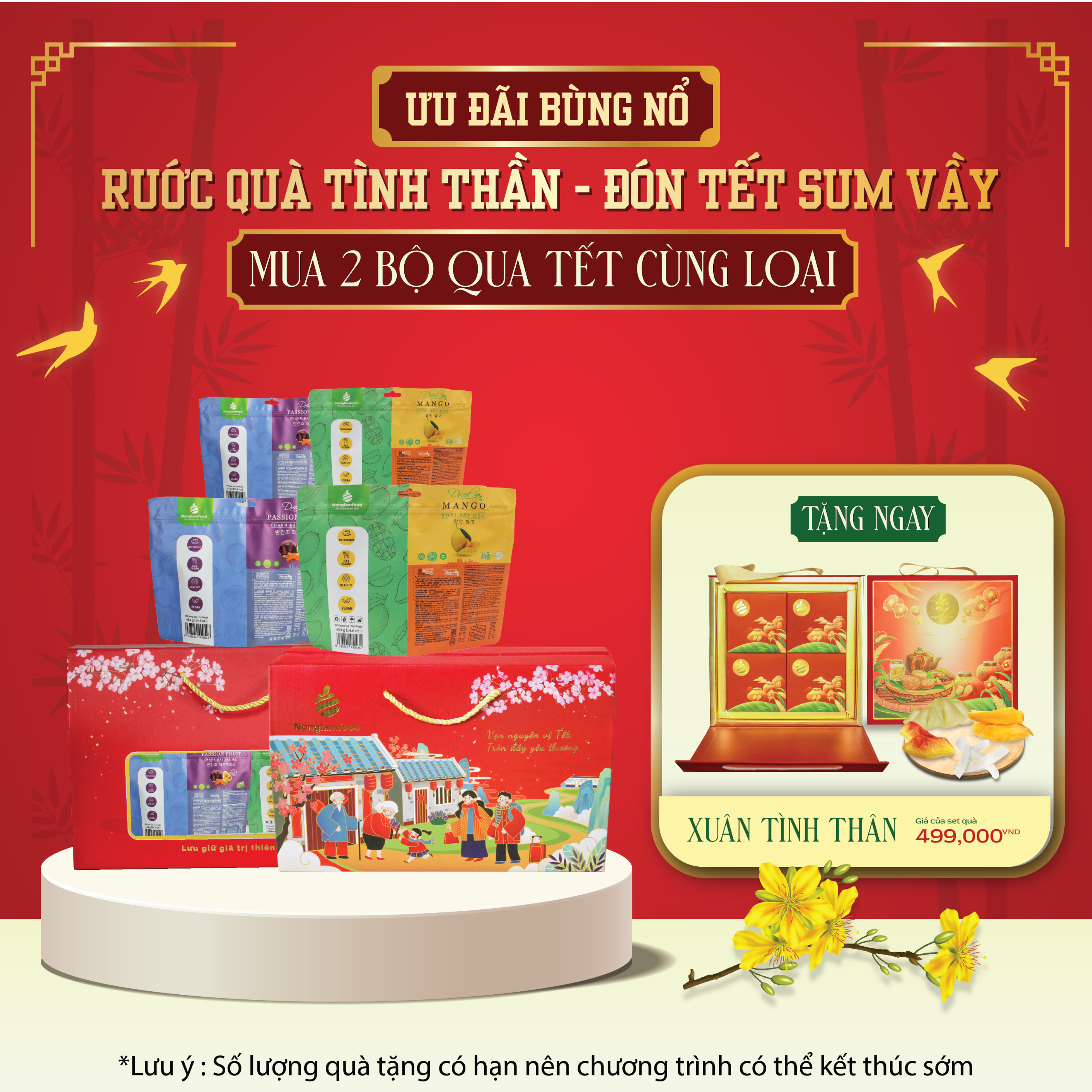 [BỘ QUÀ TẾT 2025] Set quà Tết Đoàn Viên 3 Nonglamfood | Hạt mứt tết cao cấp Xuân Ất Tỵ cho người thân