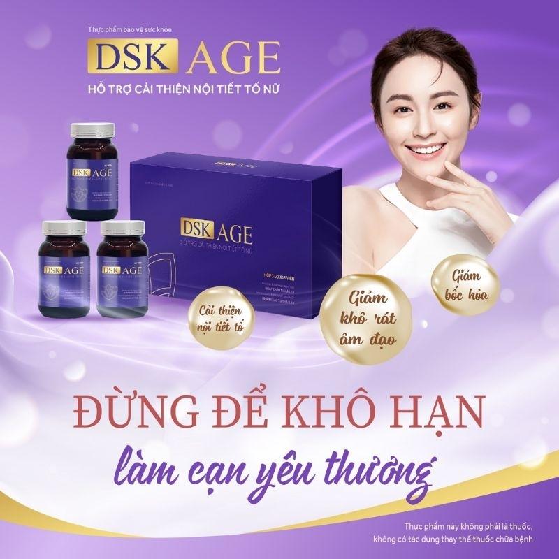 Viên uống nội tiết tố nữ DSK AGE giúp cân bằng nội tiết tố, giúp giảm nám, sạm da, nhăn da giúp da săn chắc - Hộp 3 Lọ x 15 Viên