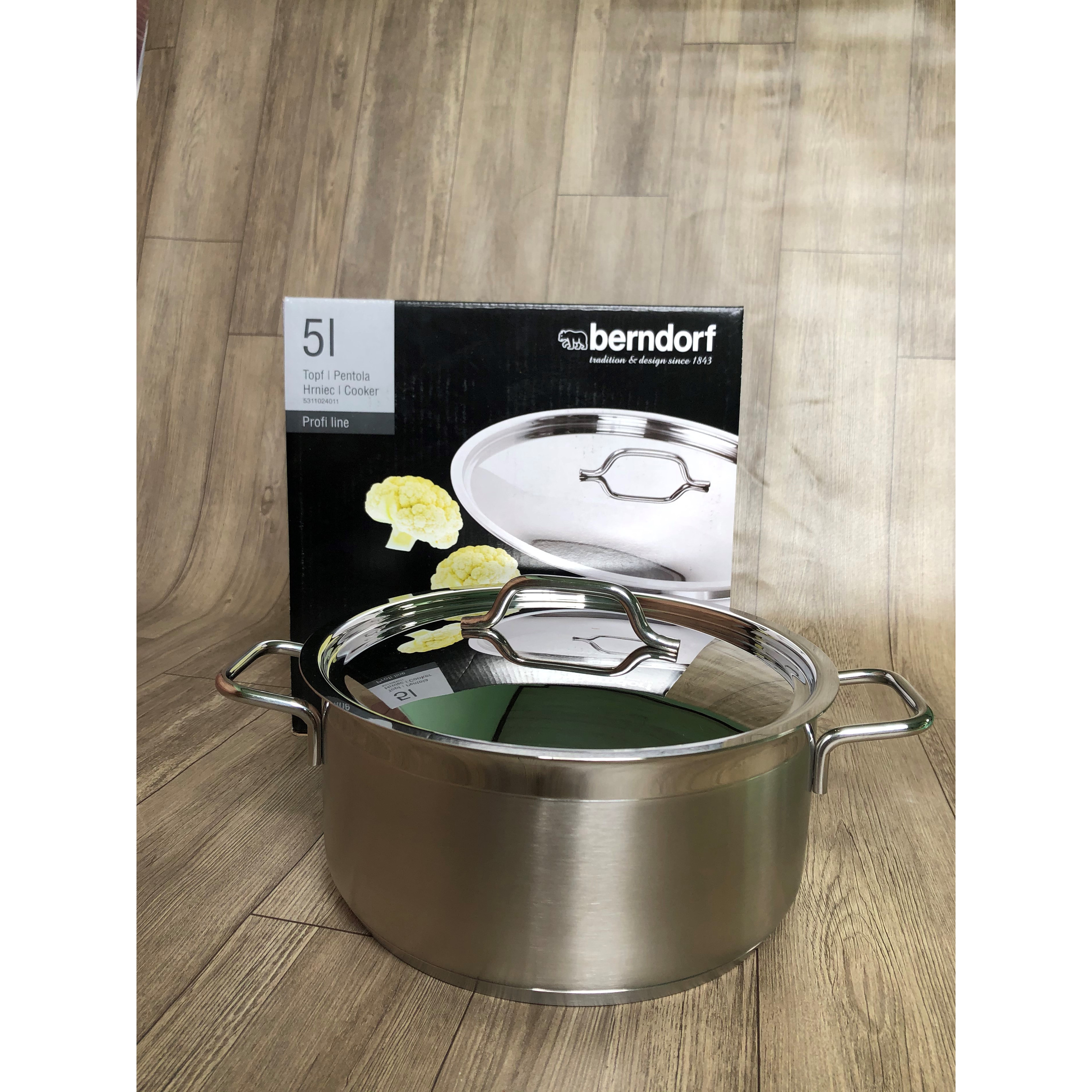 Soong Nồi Inox Cao Cấp Đáy từ 3 Lớp Thân Cao 2 Lớp Nắp Inox 16x8cm 1.5 Lít Berndorf Sandrik - Stainless Steel Casserole with Lid