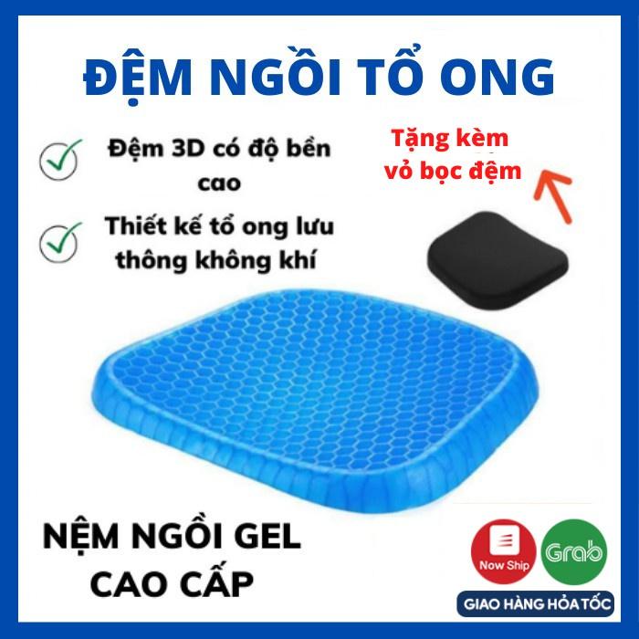 Đệm ngồi 3D cao cấp, nệm lót ghế gel tổ ong thoáng khí, bảo vệ cột sống dành cho người hay ngồi làm việc