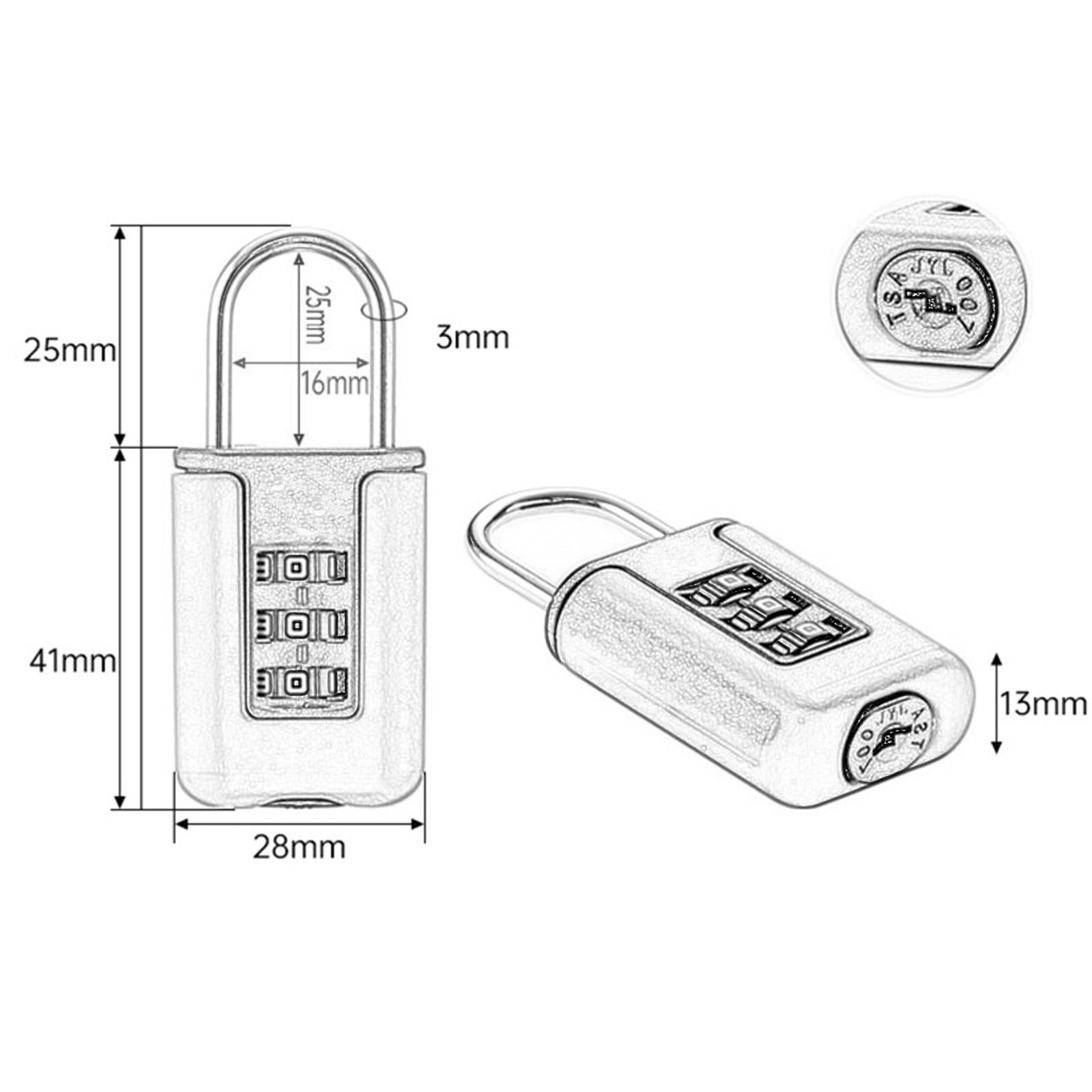 3 Digit Combination Lock,  Customs Code Lock Stainless Steel Lock Hook Suitcases Padlock  Luggage Lock for Cabinet Storage Baggage Bags