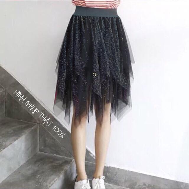 Chân váy ulzzang kim tuyến vạt xéo 40-80kg