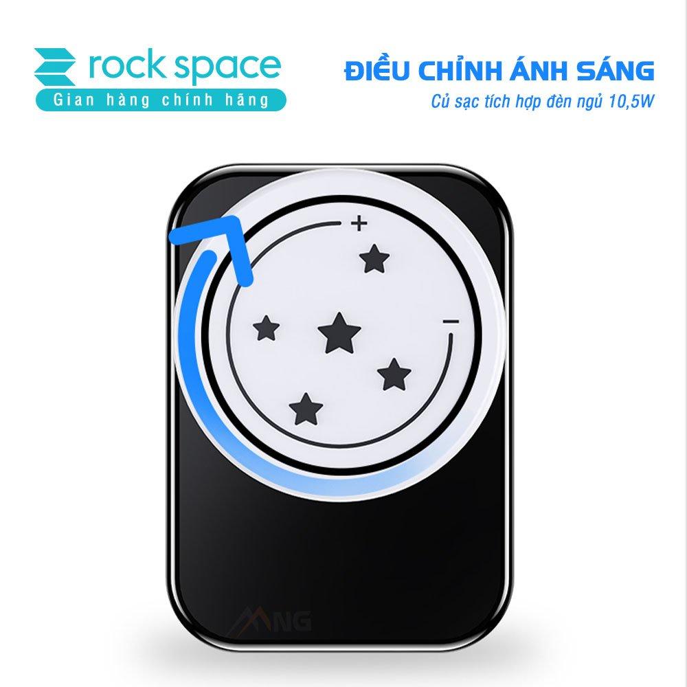 Củ sạc Rockspace T21 2 cổng 2,1A sạc nhanh tích hợp đèn ngủ tùy chỉnh độ sáng - Hàng chính hãng