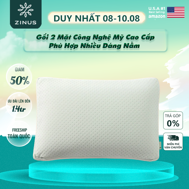 Gối 2 Mặt Công Nghệ Mỹ Cao Cấp Tiện Dụng Phù Hợp Với Nhiều Dáng Nằm - Zinus Dual Side Memory Foam Pillow