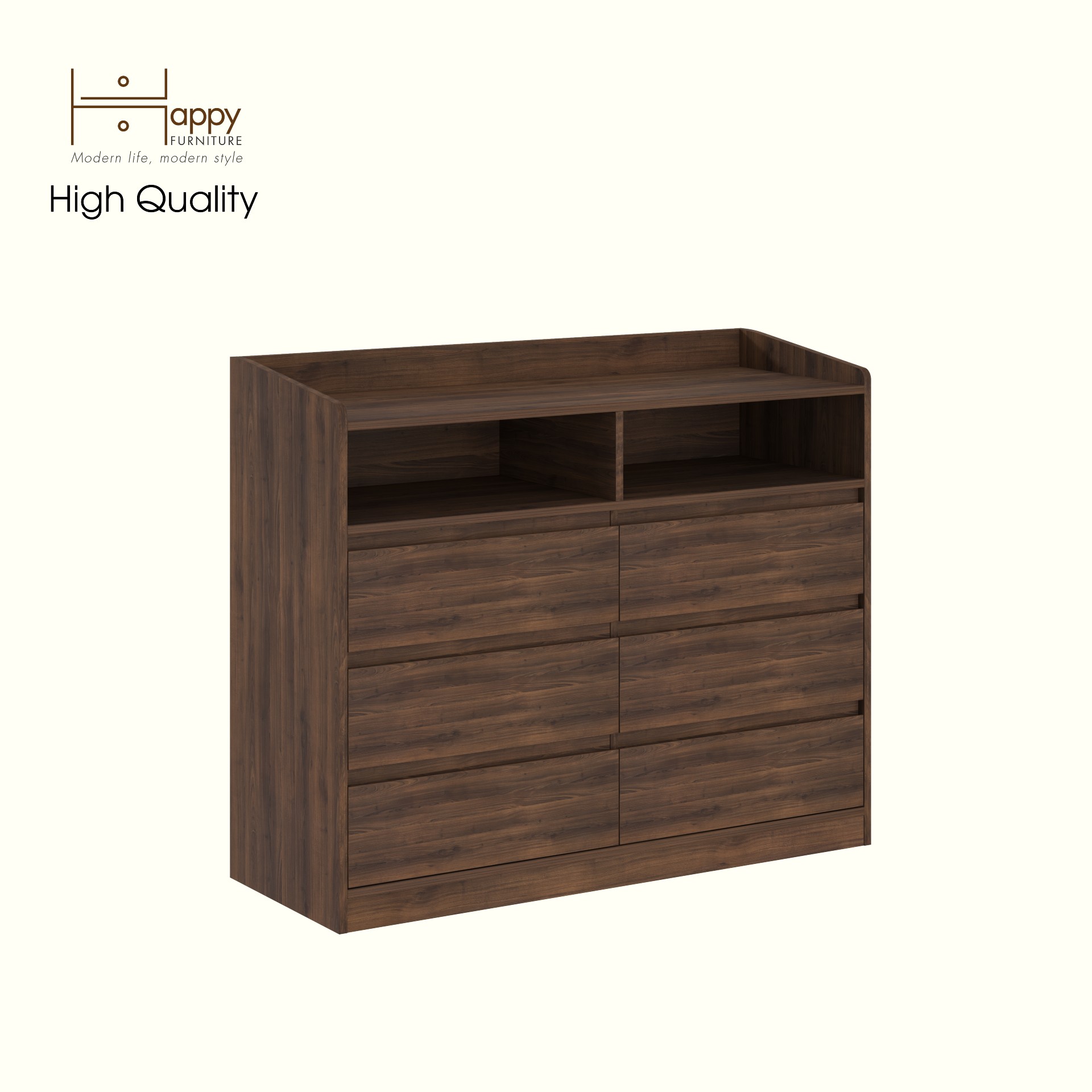 HAPPY FURNITURE , Tủ lưu trữ 6 ngăn kéo - KATE , THK_320 , 120cm x 45cm x 100cm DxRxC