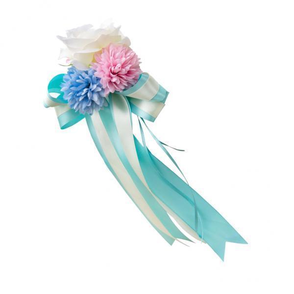 3X Wedding Car Artificial Silk Flower and Ribbon Party Decor Kit Blue and Pink