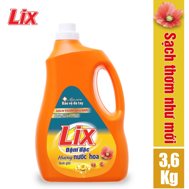 COMBO số 18 gồm Nước giặt Lix hương nước hoa 3.6kg NGH10 + Nước xả vải Lix soft hương sớm mai 3.6 lít LSF36