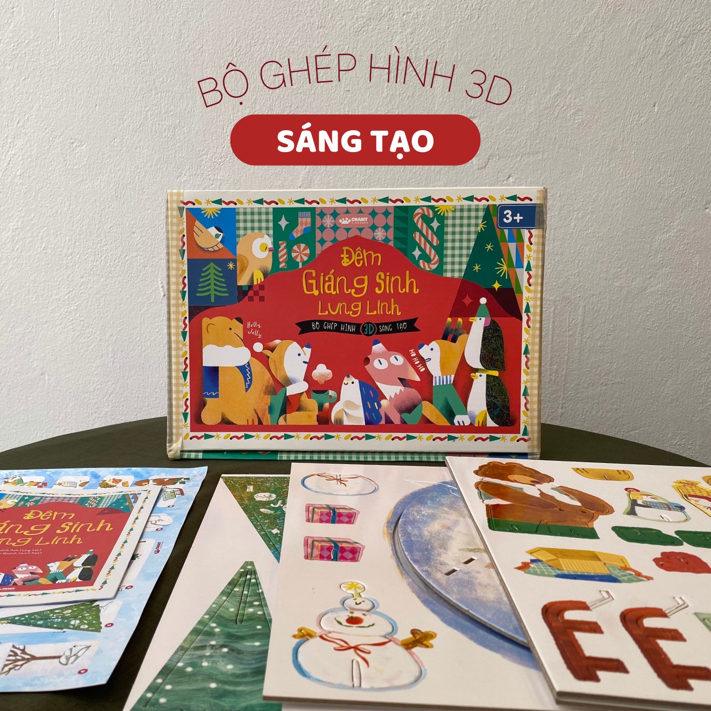 BỘ QUÀ TẶNG NOEL - Bộ ghép hình 3D Đêm Giáng SInh Lung Linh - Dành cho trẻ từ 3 tuổi - Crabit Kidbooks