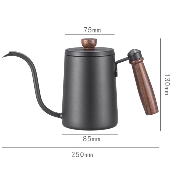 Ấm pha cà phê cổ ngỗng dung tích 600ml, bằng Inox 304 cao cấp, loại có nhiệt kế hoặc không tùy chọn
