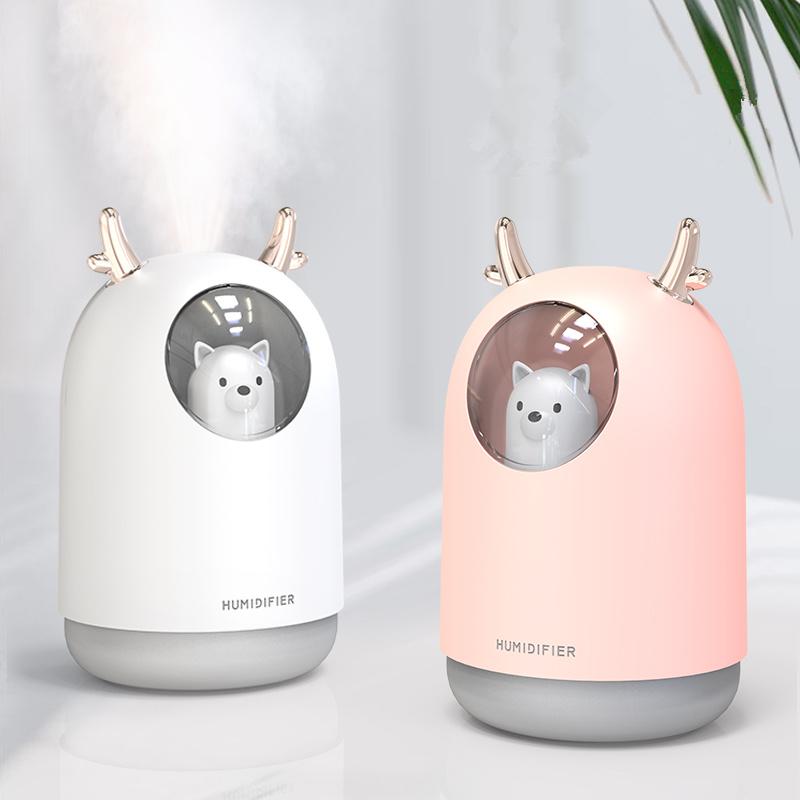 Thiết Bị Gia Dụng USB Tạo Độ Ẩm 300 Ml Thú Dễ Thương Siêu Âm Cool Mist Hương Thơm Không Khí Máy Khuếch Tán Tinh Dầu Màu Sắc Lãng Mạn LED Humidificador