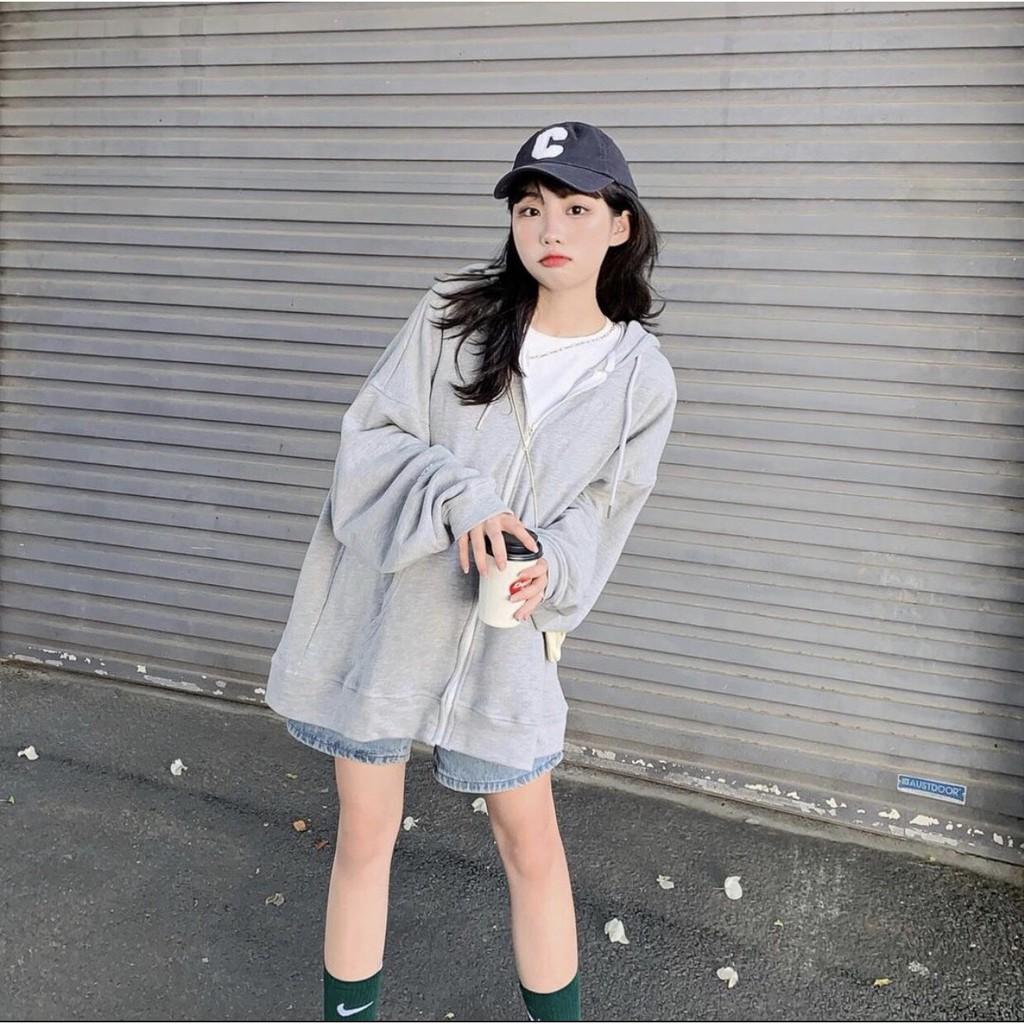 Áo KHOÁC Hoodie TRƠN XÁM Nam Nữ Ulzzang Unisex 1hitshop