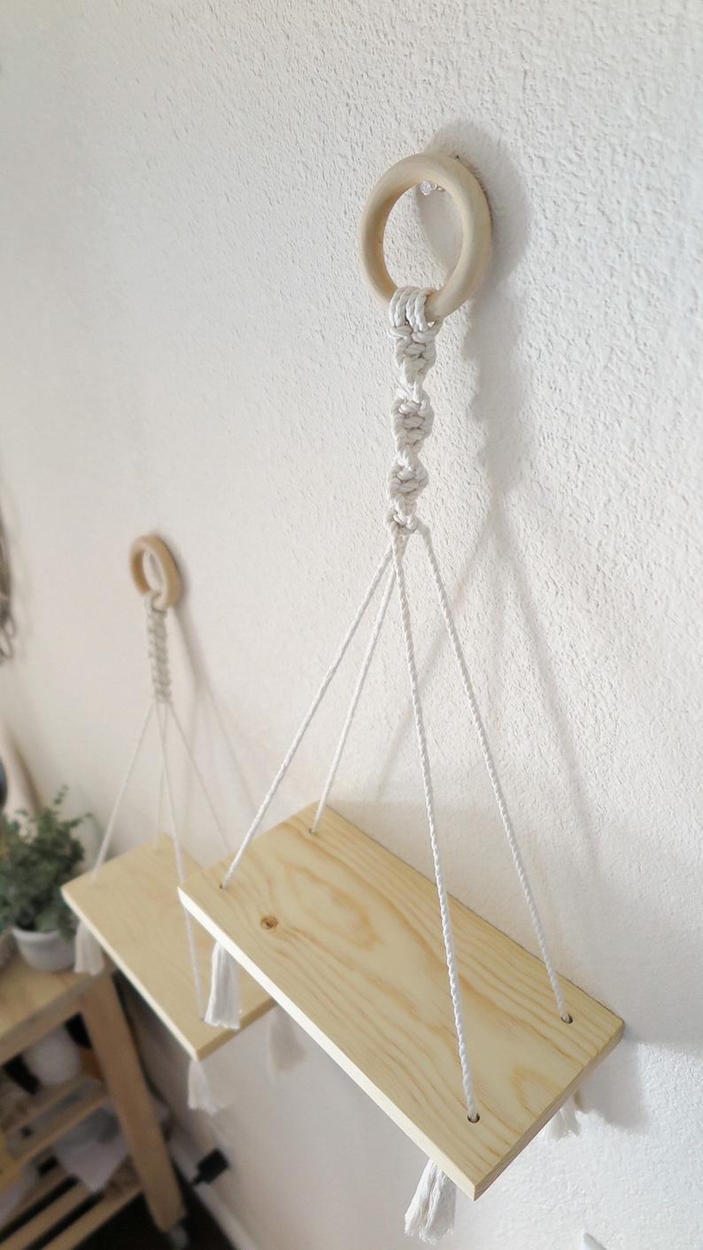 Set 2 kệ treo tường, kệ trang trí, kệ treo dây, kệ gỗ Macrame. SET217321