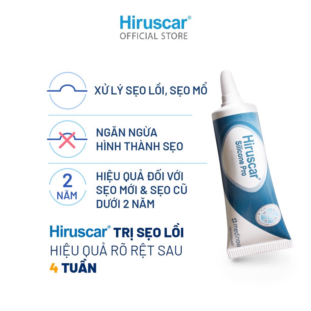 Gel Hỗ Trợ Trị Sẹo Mổ, To, Lồi Và Phì Đại Hiruscar Silicone Pro 10G