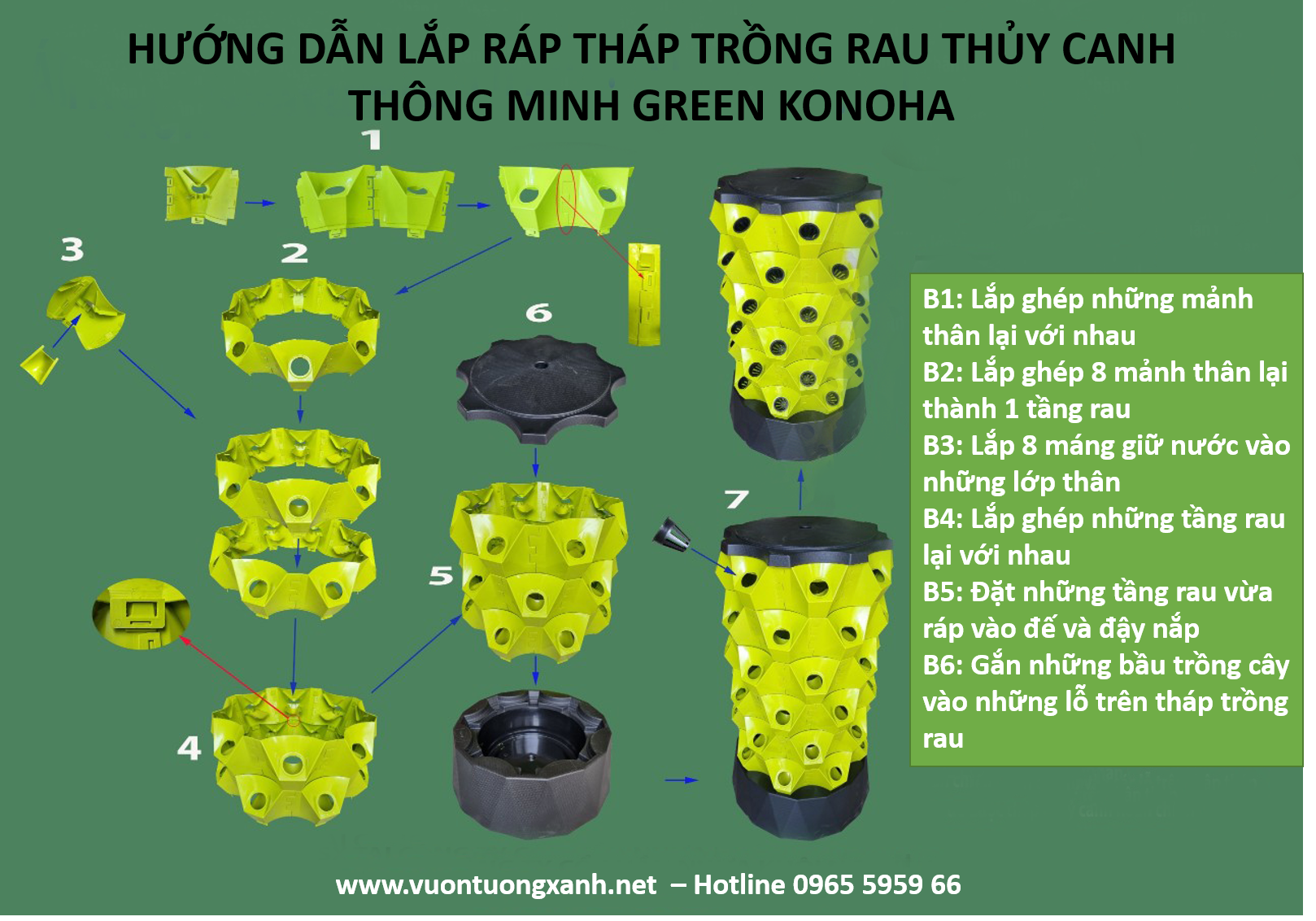 THÁP TRỒNG RAU THỦY CANH THÔNG MINH GREEN KONOHA - 6 TẦNG
