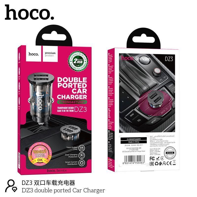 Tẩu sạc ô tô cho hoco. DZ3 – Hàng Chính Hãng 2 Cổng USB-A/Type-c  sạc nhanh PD 20w, Quick Chagre C3.0