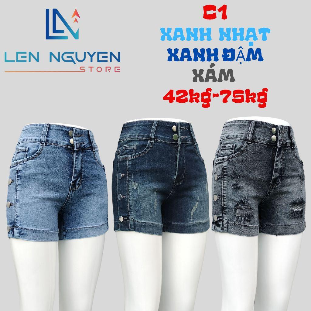 C1_Quần jean nữ, đùi, lưng cao, quần bò nữ dáng ôm, quần rin nữ có big size, cho 42kg đến 75kg,LEN NGUYEN STORE - Xanh Nhạt