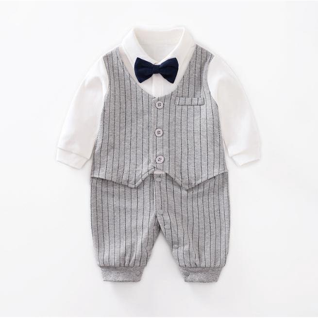 Bộ liền thân vest kẻ cho bé