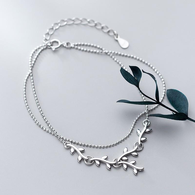 Lắc Tay Bạc Nữ Nhành Lá Đơn Giản Đẹp L1594 - Trang Sức Bảo Ngọc Jewelry