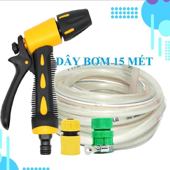 Bộ dây vòi xịt nước rửa xe, tưới cây . tăng áp 3 lần, loại 15m 206319 cút sập, nối PE