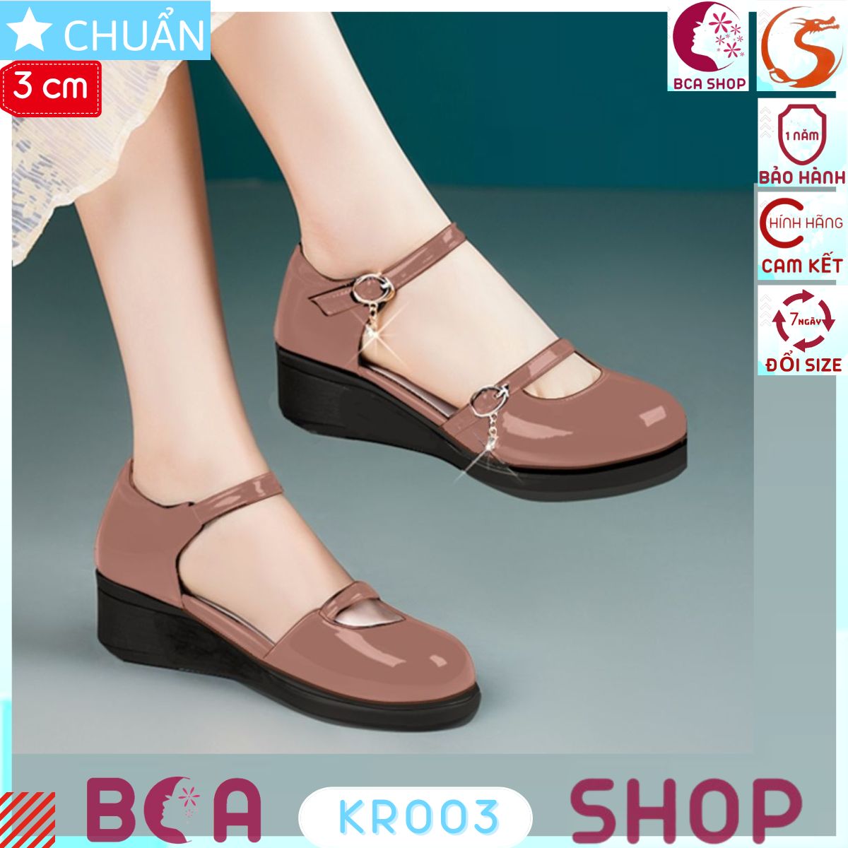 Giày bé gái quai hậu 3 phân KRO03 ROSATA tại BCASHOP đế xuồng, mũi tròn, êm ái giúp con thoải mái học tập và vui chơi