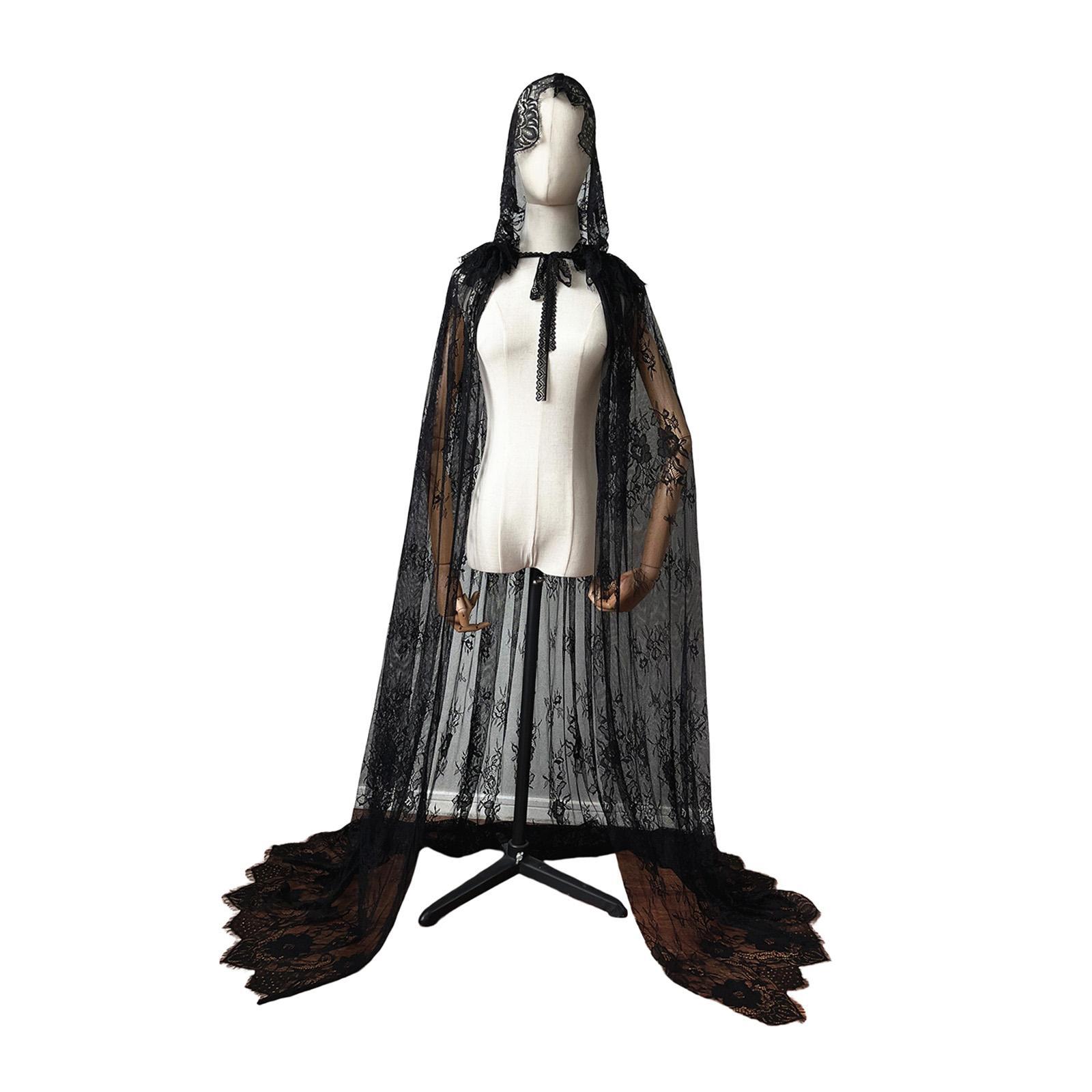 Long Hooded Cloak Cape Hooded Cape Open Front Floor Length Wedding Bridal Cloak for Women Halloween Costume for Medieval Costumes Masquerade