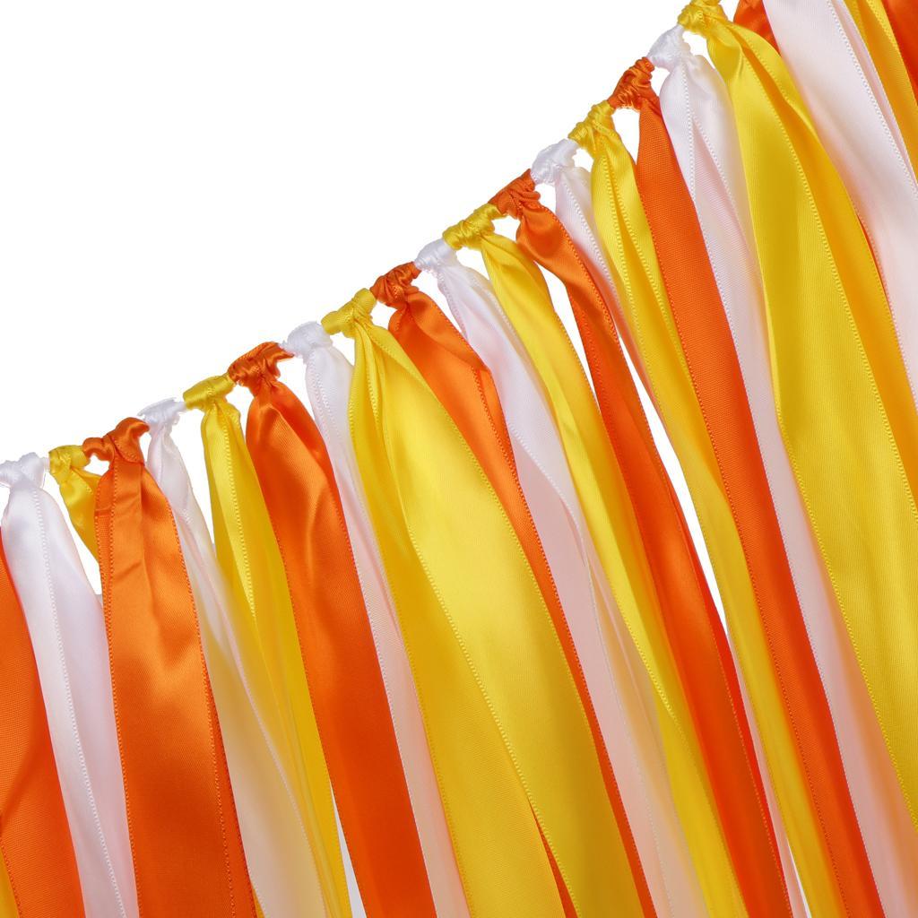 Wedding Satin Ribbon Bunting Banner Tassel Garland Wedding Decor