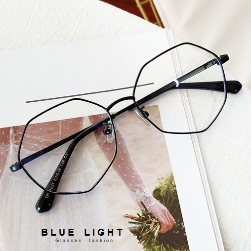 Kính Giả Cận, Gọng Kính Cận Nam Nữ, Mắt Đa Giác Gọng Đen Dáng To Hàn Quốc - BLUE LIGHT SHOP