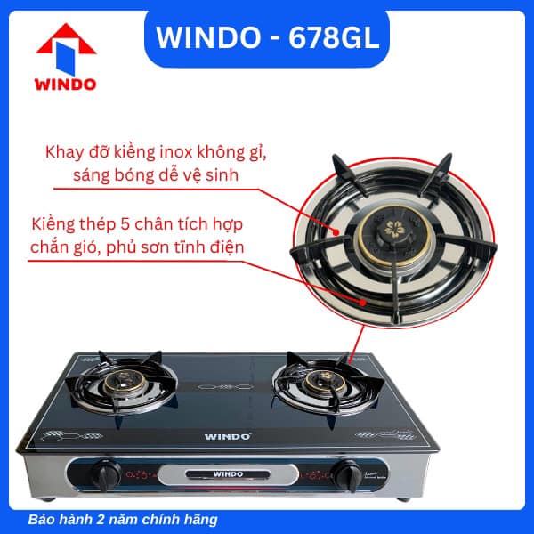 BẾP GAS ĐÔI MẶT KÍNH CAO CẤP WINDO - 962GL- Hàng Chính Hãng