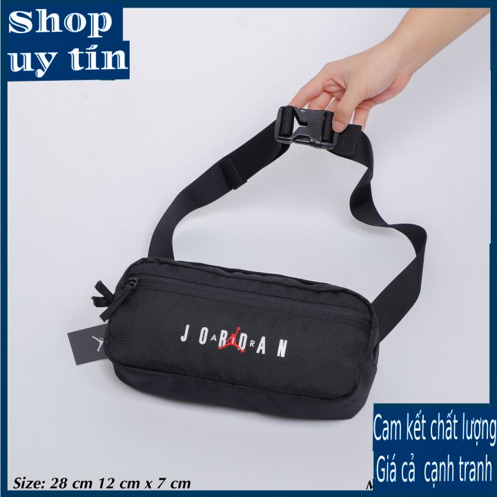 Freeship - TÚI ĐEO CHÉO JOR.DAN JUMPMAN BLACK WAIST BAG CHỐNG THẤM 2 NGĂN KHÓA KÉO