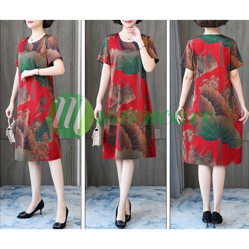 Váy Đầm Trung Niên Nữ Cho Mẹ V15 - Thời trang trung niên cho mẹ trung tuổi U40 U50 đẹp giá rẻ Bigsize - Váy xuông cho mẹ