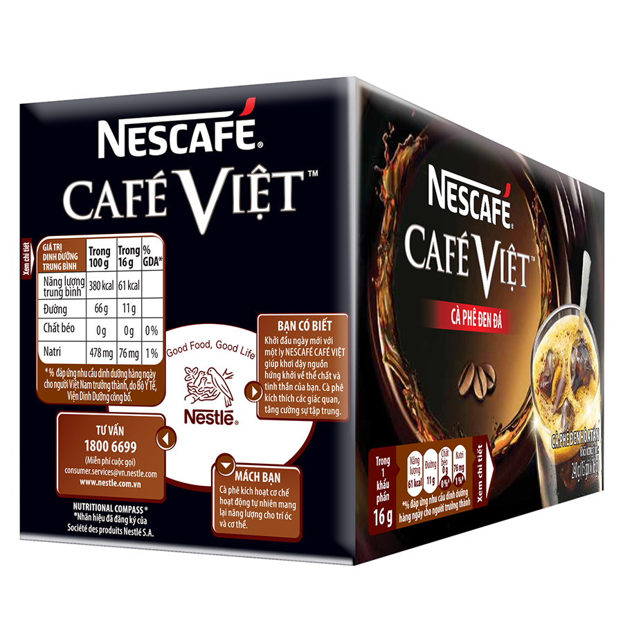 Cà phê hòa tan NESCAFÉ Café Việt Cà phê đen đá - Hộp 15 gói x 16 g
