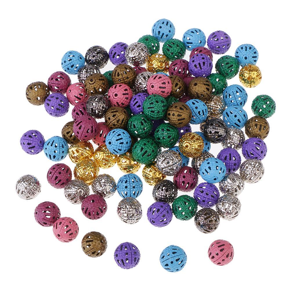 200pcs Iron Hollow Metal Beads for Craft Loose Spacer Beads Round Beads 8mm