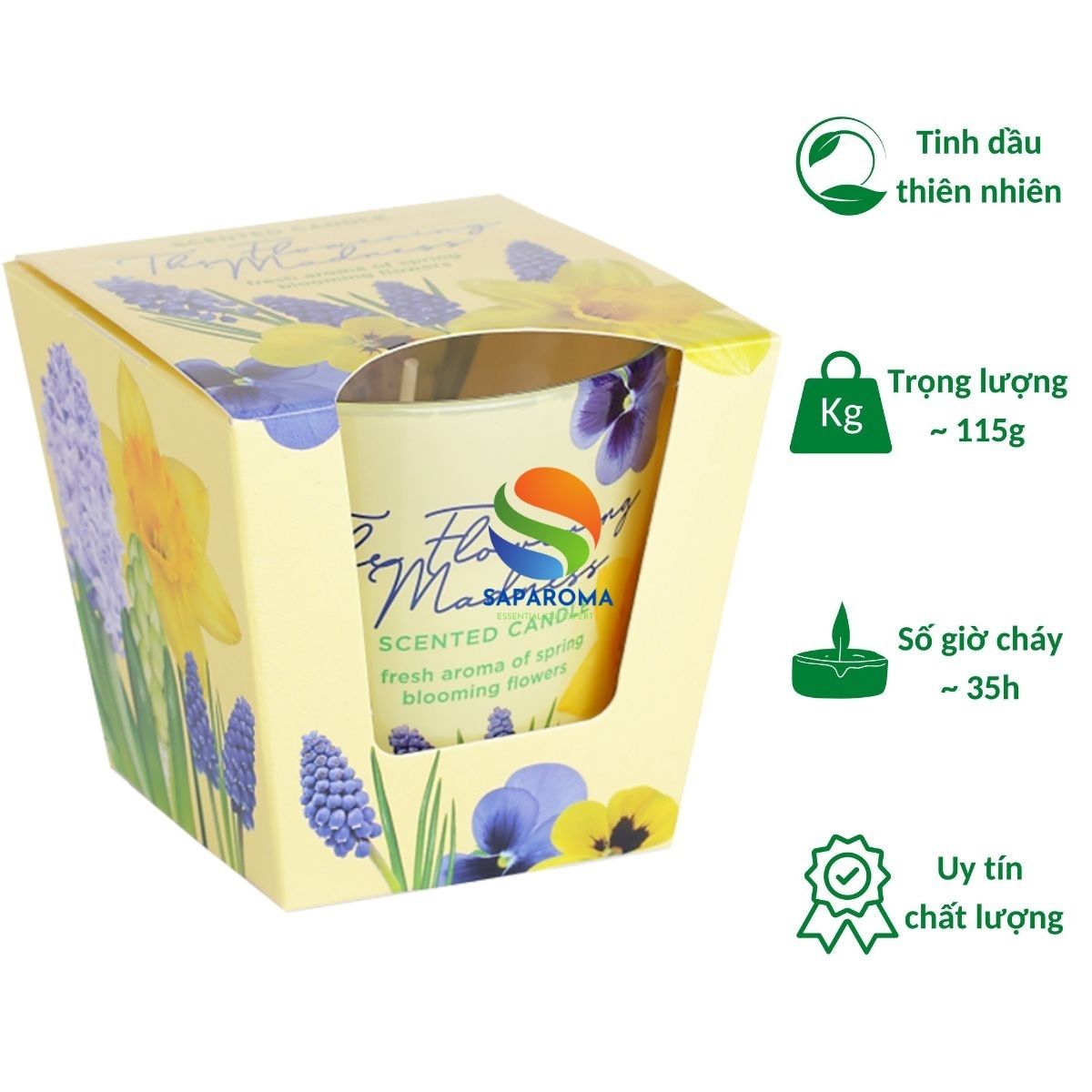 Ly nến thơm tinh dầu Bartek Flowering Madness 115g QT9687 - hoa dạ lan hương, nến trang trí, thơm phòng, thư giãn, hỗ trợ khử mùi