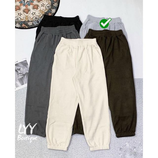 Quần nỉ tăm dầy dặn dáng quần JOGGER nữ bo chun dưới freesize 5 màu