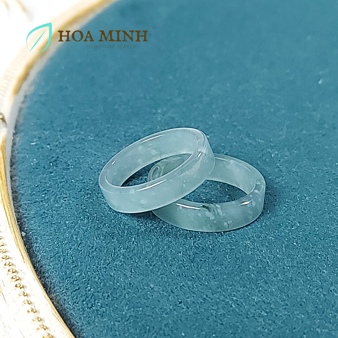 Nhẫn đá cẩm thạch lam ngọc dày 4-5 li không kén mệnh