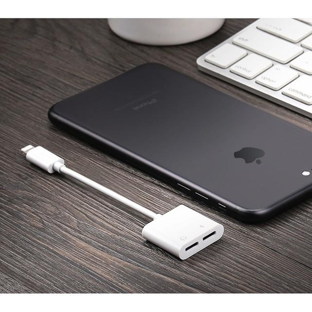 Cáp chuyển đổi  iphone - Jack chuyển đổi + giắc chia cổng vừa sạc vừa đeo tai nghe cho iphone 7 đến iphone x