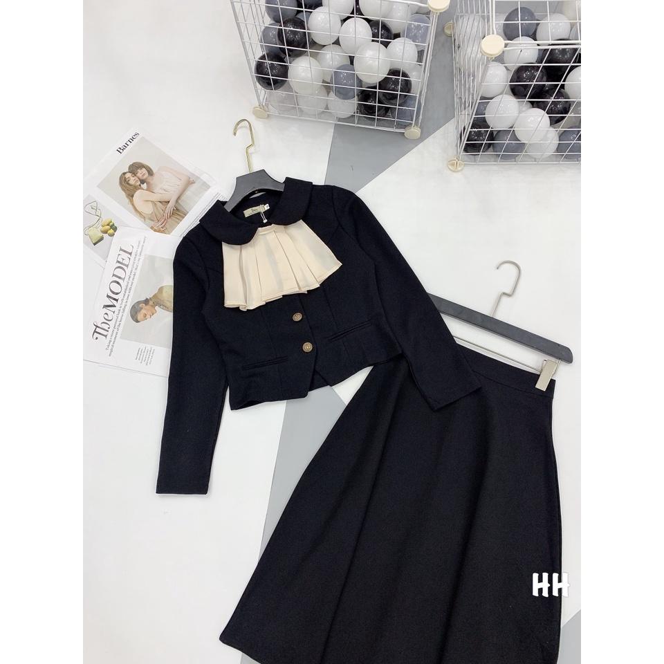 AO VEST PHỐI NƠ TRẮNG 2 MÀU