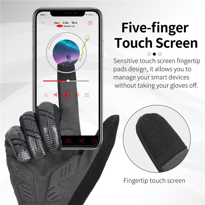 Găng tay đi xe đạp thoáng khí phía tây Touch Màn hình chống trượt chống trượt MTB Găng tay xe đạp thể thao thể thao chạy găng tay xe đạp Color: Black Size: XL