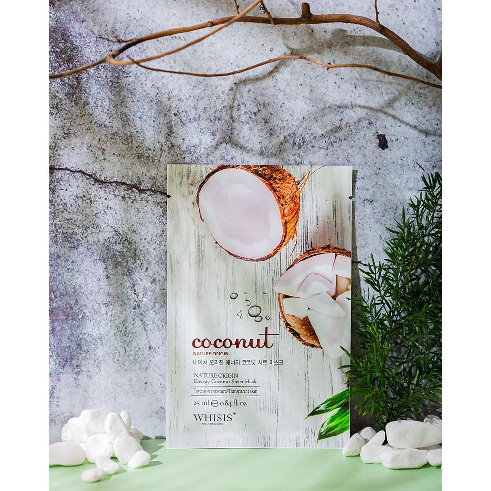 Combo 10 Mặt nạ tinh chất dừa Whisis Nature Origin Energy Coconut Sheet Mask