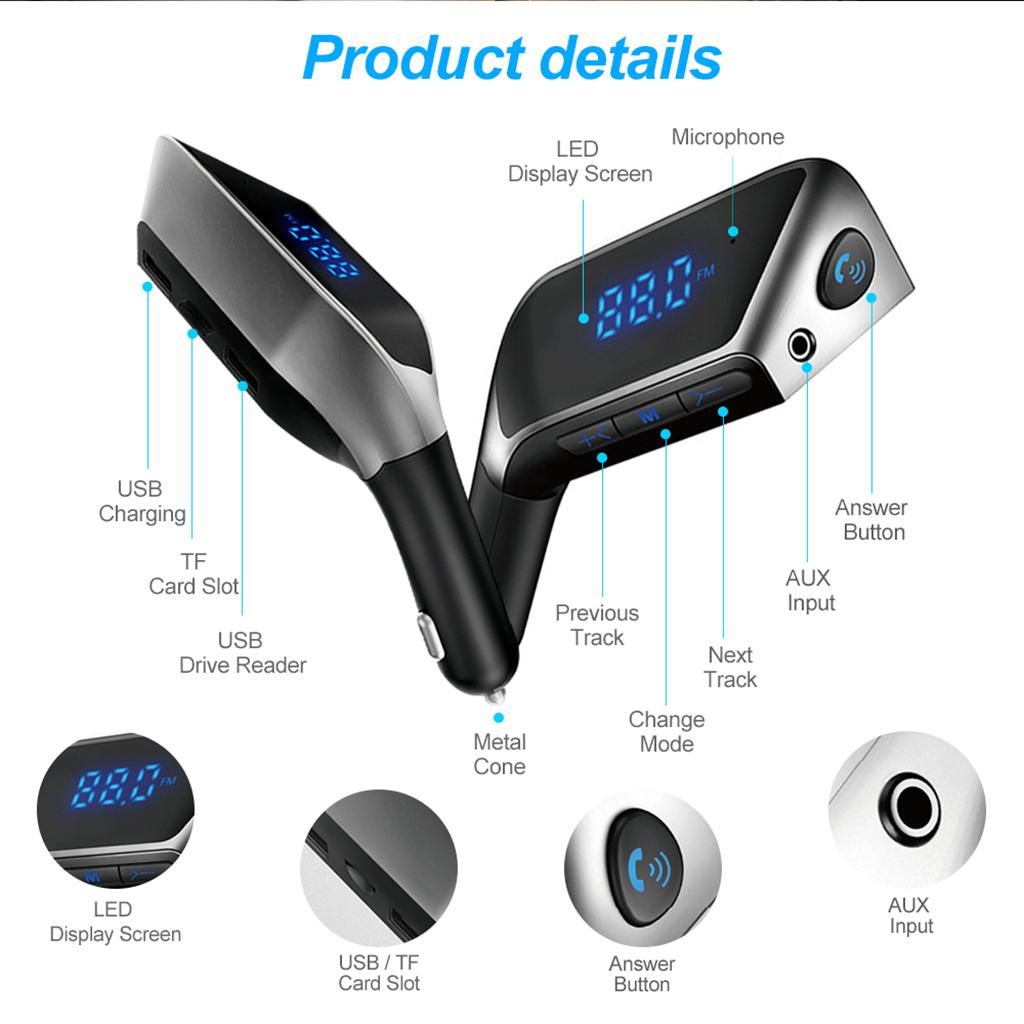 Car MP3 Player Bluetooth Wireless Radio USB Charger