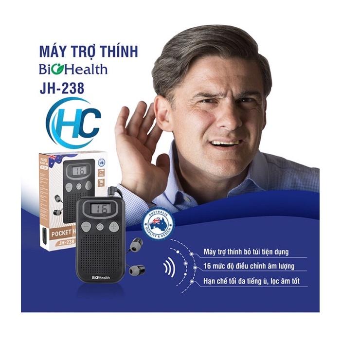 Máy trợ thính bỏ túi có dây Biohealth JH-238 (Úc) MÁY TRỢ THÍNH Bỏ túi có dây Biohealth JH-238 - Máy điếc, Tai nghe trợ thính cho người già CHÍNH HÃNG.