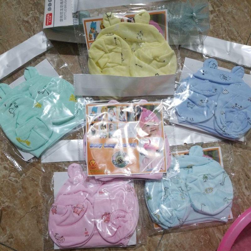 Set mũ + bao tay + bao chân sơ sinh chất cotton đẹp