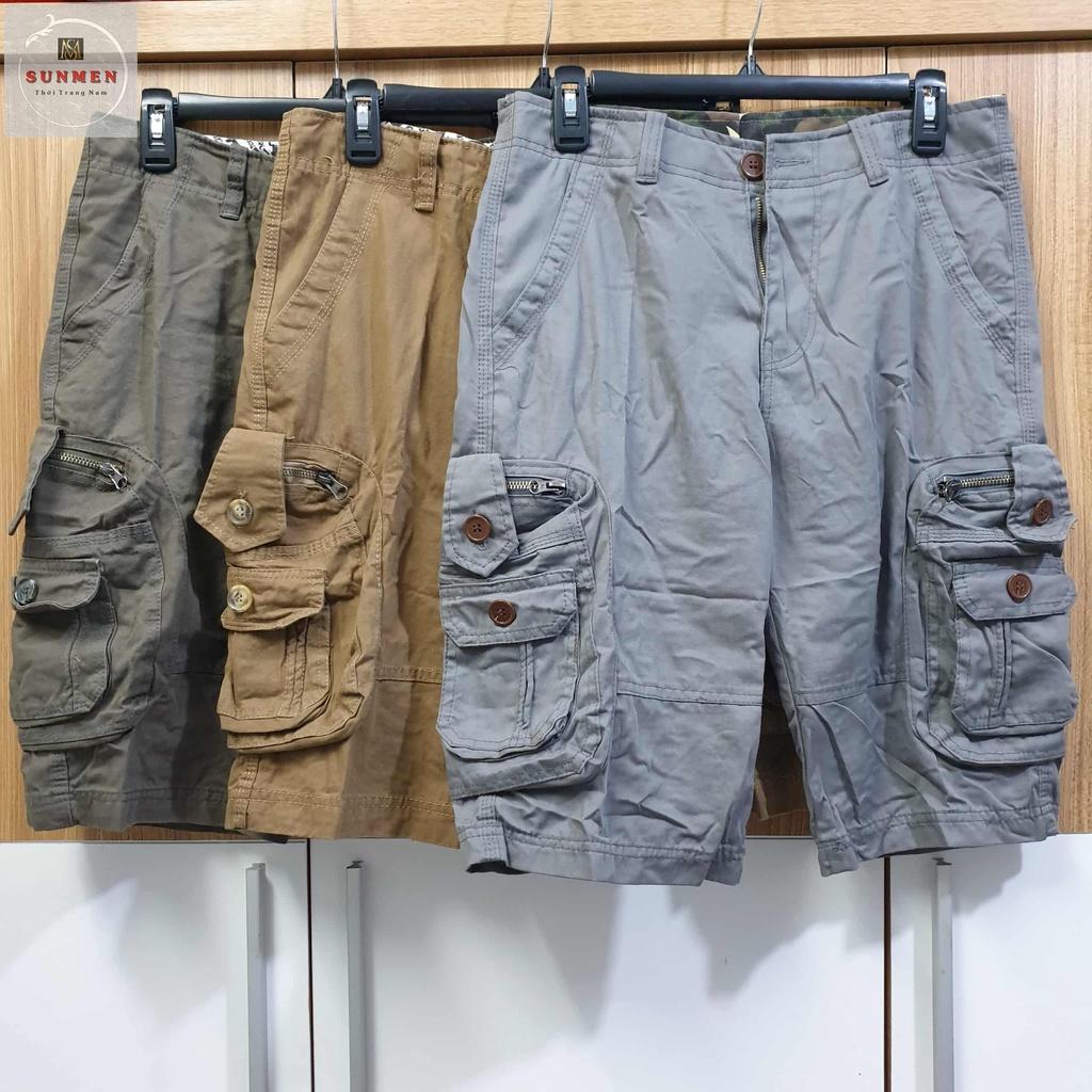 Quần Short Nam Kaki Lửng 6 Túi From Rộng Thoải Mái Phong Cách Bụi Bặm Có Túi Khóa Kéo SUNMEN Size Từ 28 - 38
